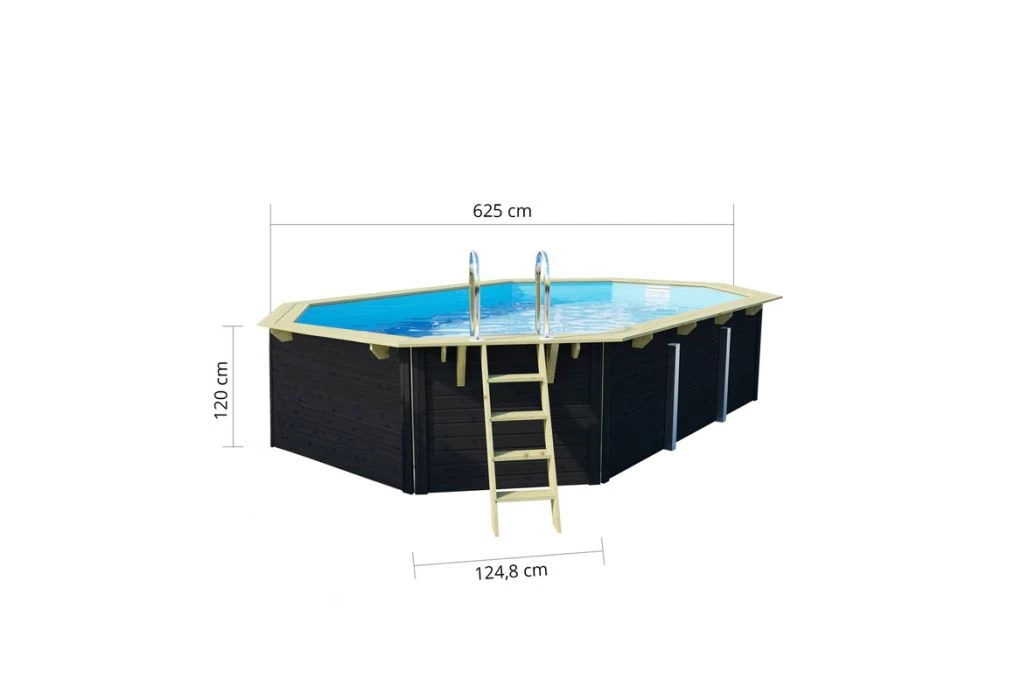Trend Pool Houten Zwembad Antraciet | 610 X 400 X 124 Cm - Afbeelding 3